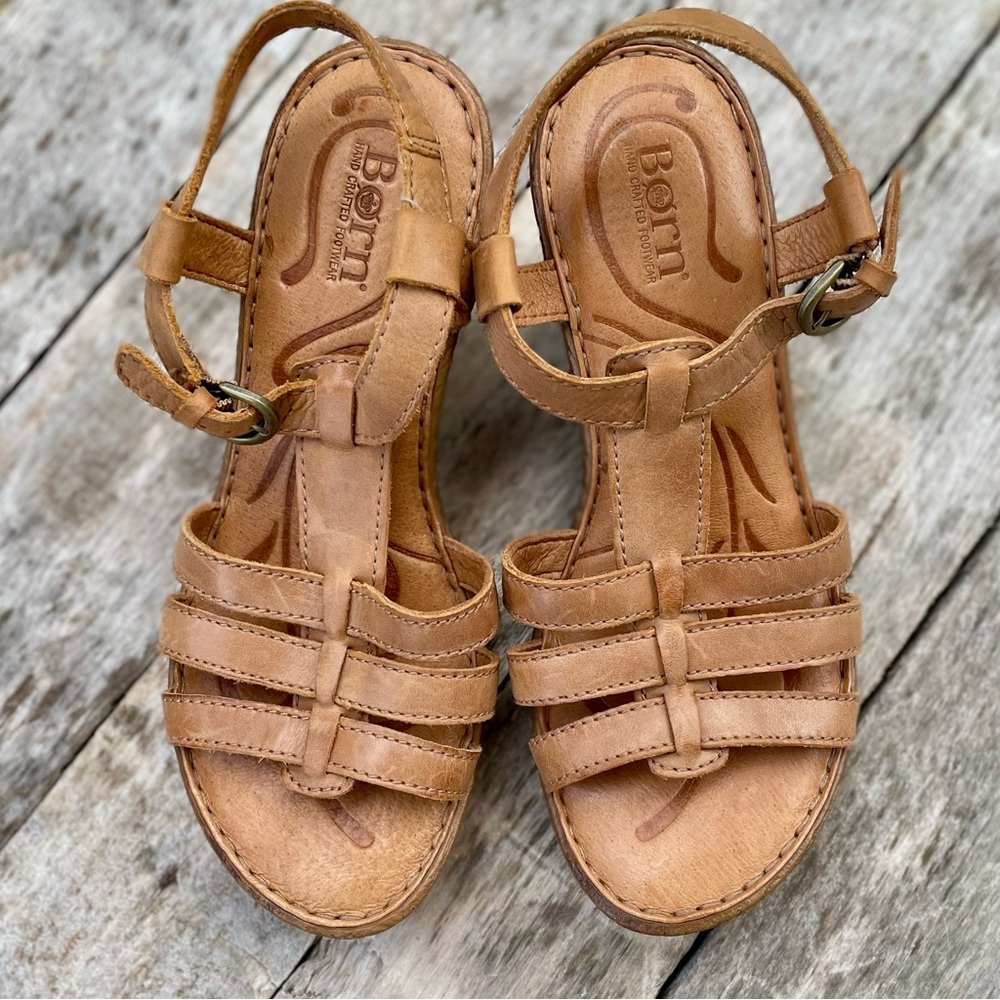 Born leather platform sandal style heels